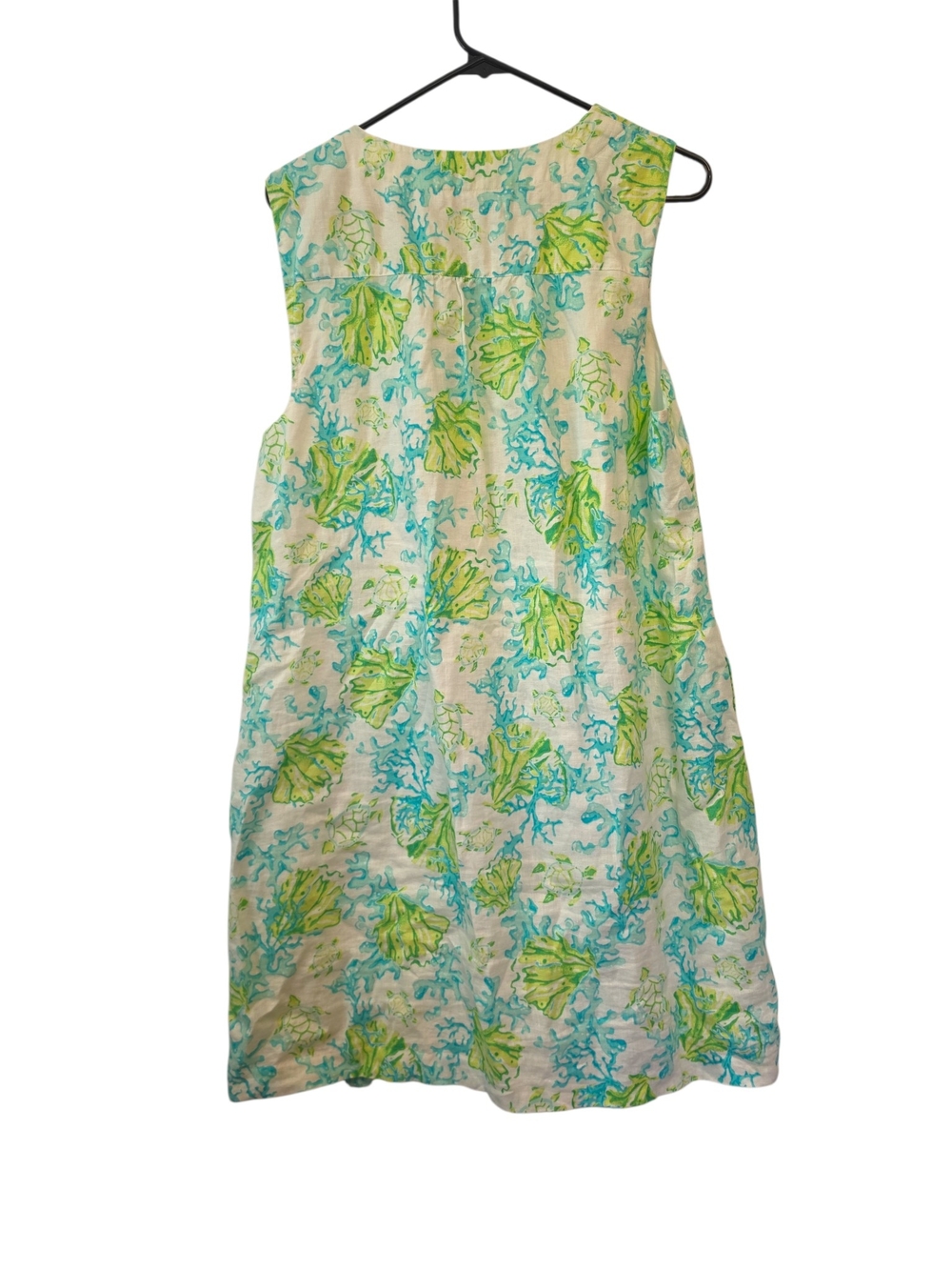 J. Jill Love Linen Sea Life Shift Dress Size Large Blue Green Coastal Beach - Picture 3 of 8